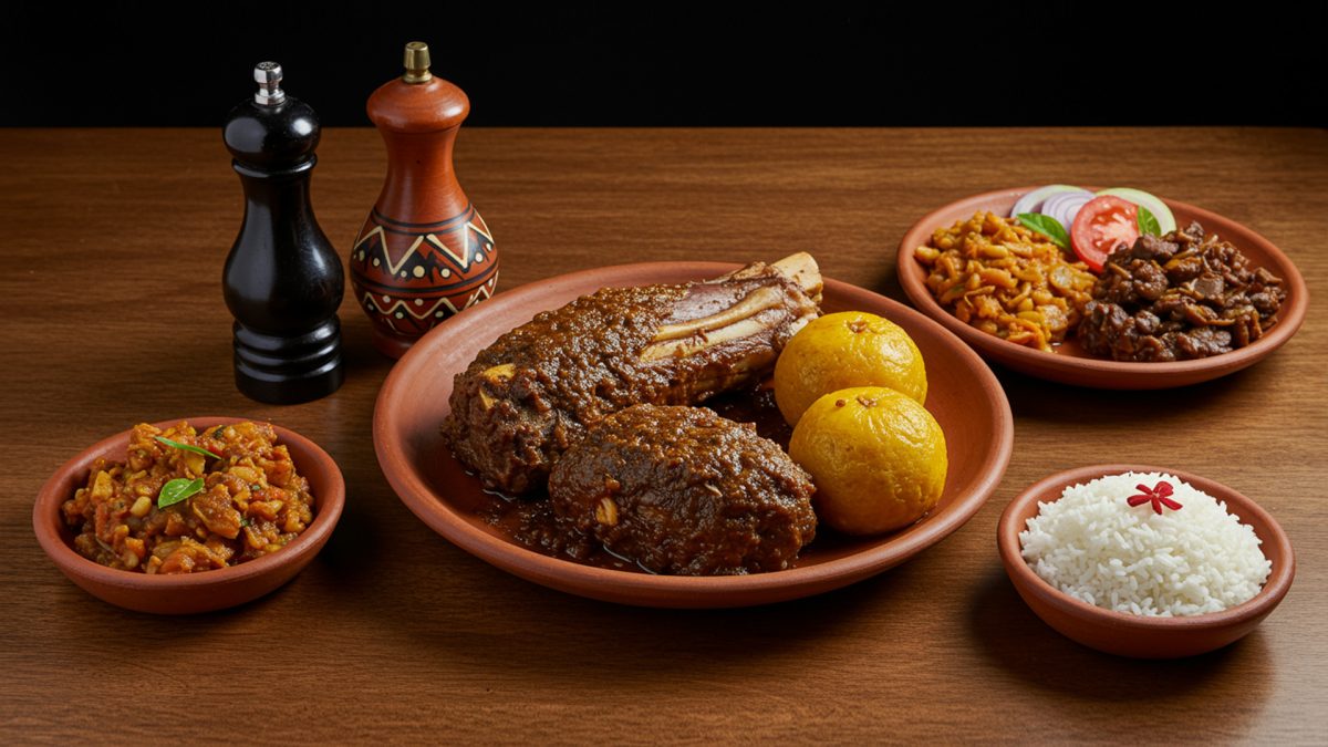 Jarret de Boeuf au Combo with Boule - The national dish of Chad